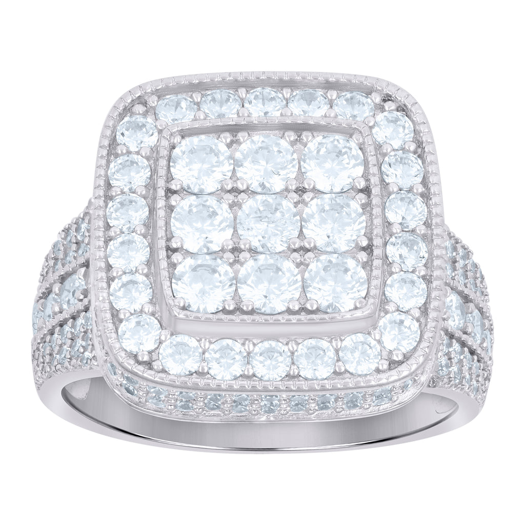 925 Sterling Silver Mens Cubic-Zirconia Square Fashion Ring Size 9