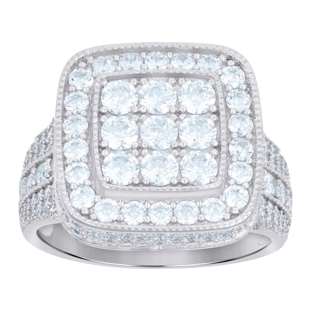 925 Sterling Silver Mens Cubic-Zirconia Square Fashion Ring Size 11