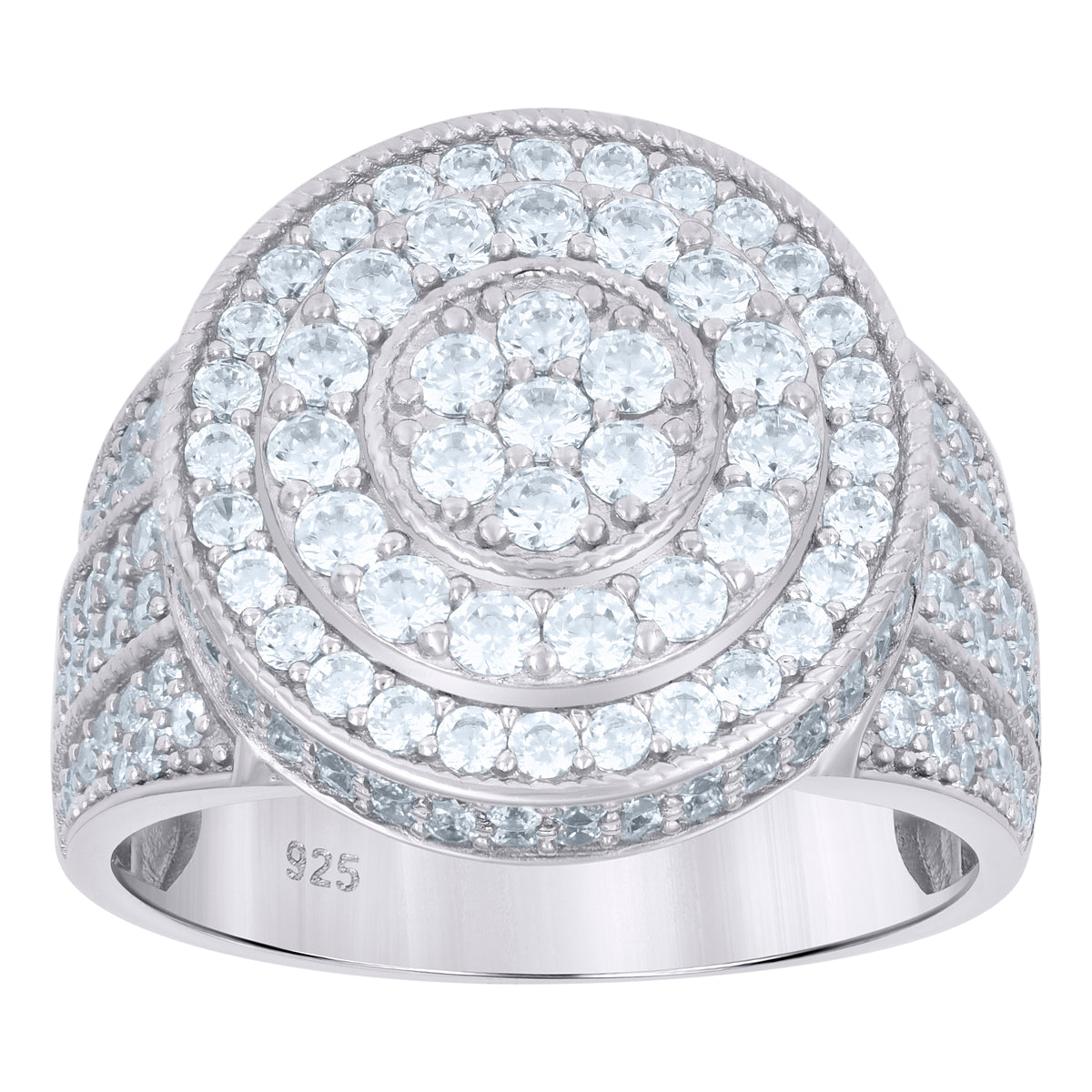 925 Sterling Silver Mens Cubic-Zirconia Fashion Ring Size 9