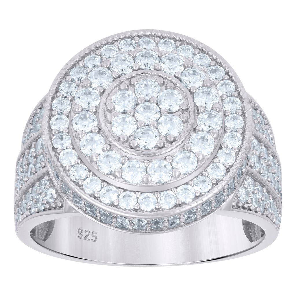 925 Sterling Silver Mens Cubic-Zirconia Fashion Ring Size 12