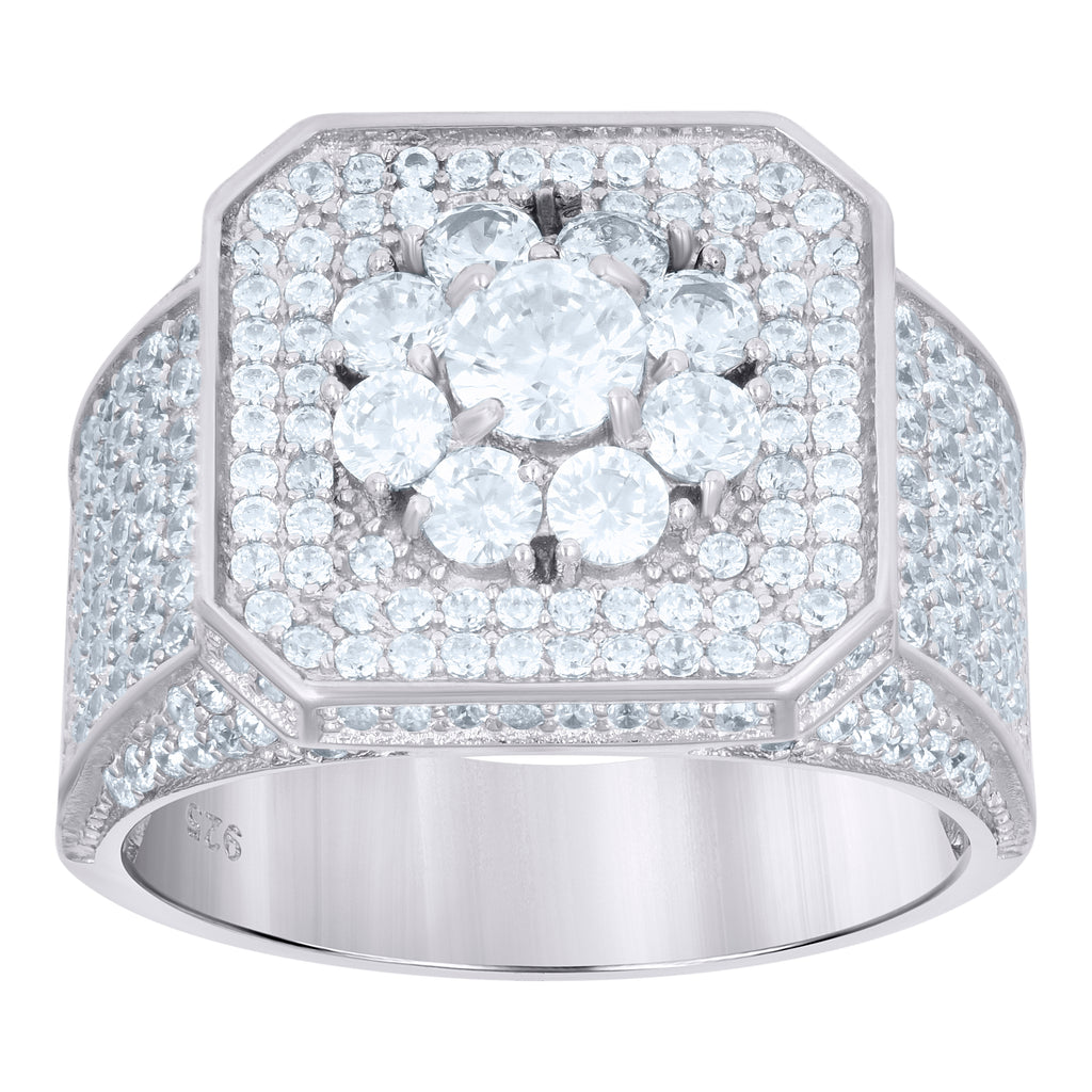 925 Sterling Silver Mens Cubic-Zirconia Fashion Ring Size 9