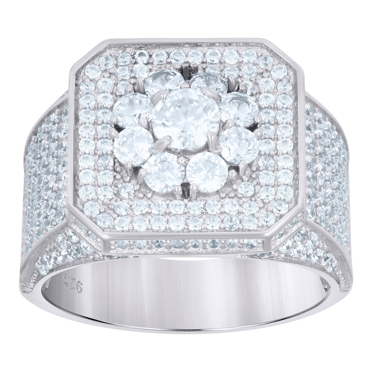 925 Sterling Silver Mens Cubic-Zirconia Fashion Ring Size 12