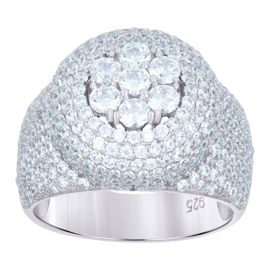 925 Sterling Silver Mens Cubic-Zirconia Fashion Ring Size 7