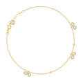10K Yellow Gold Womens Cubic-Zirconia Beaded Infinity Charm Anklet Size 10 Inches