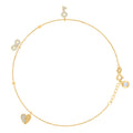10K Yellow Gold Womens Cubic-Zirconia Beaded Heart Infinity Charm Anklet Size 10 Inches