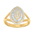 10K Yellow Gold Womens Baguette Round Cubic-Zirconia Marquise Head Fashion Ring
