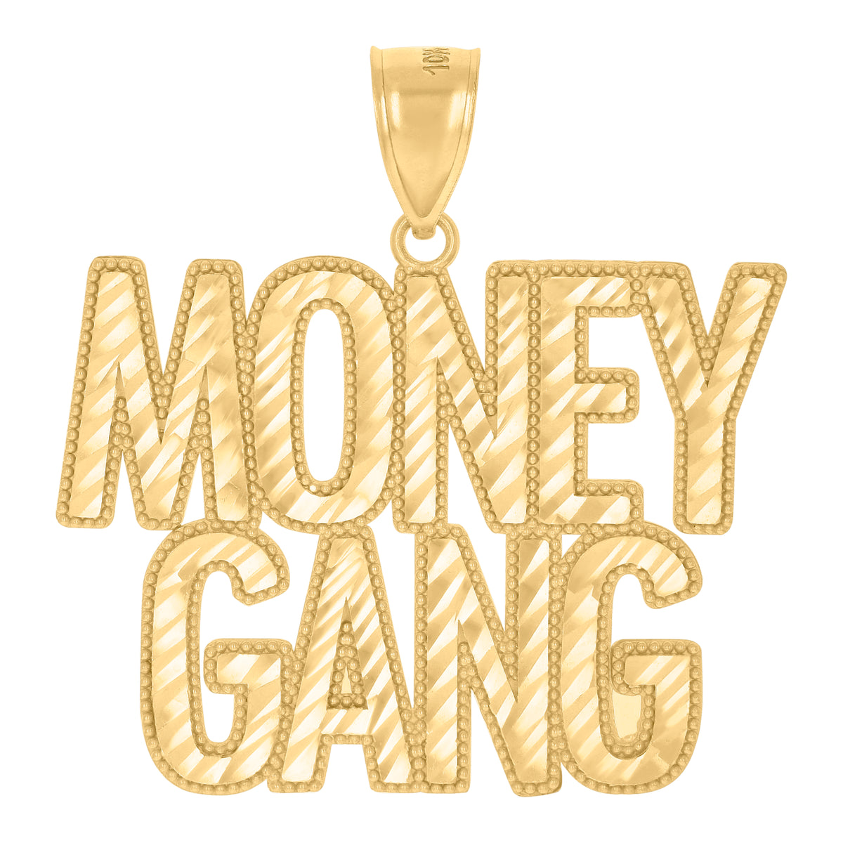 10K Yellow Gold Mens Money Gang Fashion Charm Pendant