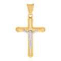 14K Two-tone Gold Mens Crucifix Cross Religious Charm Pendant