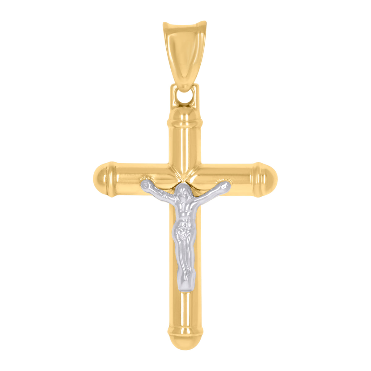 14K Two-tone Gold Mens Crucifix Cross Religious Charm Pendant