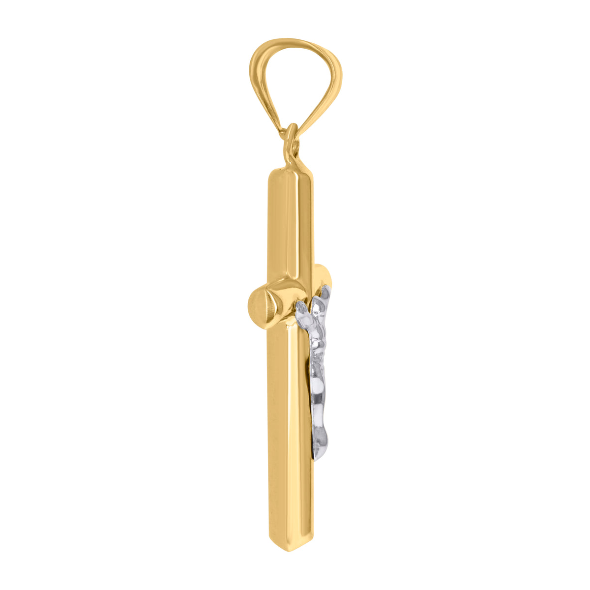 14K Two-tone Gold Mens Crucifix Cross Religious Charm Pendant