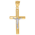 14K Two-tone Gold Mens Crucifix Cross Religious Charm Pendant