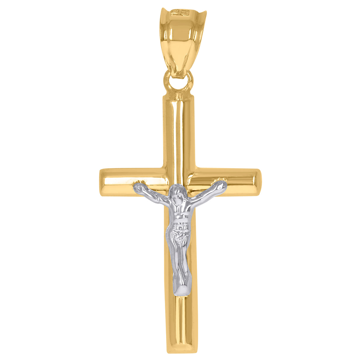 14K Two-tone Gold Mens Crucifix Cross Religious Charm Pendant