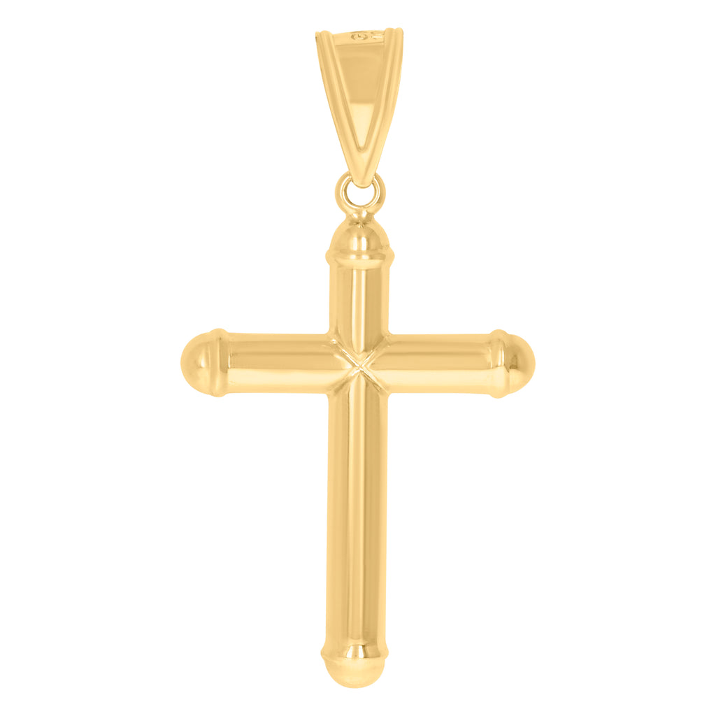 14K Two-tone Gold Mens Cross Religious Charm Pendant