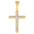 14K Two-tone Gold Mens Cross Religious Charm Pendant