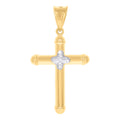 14K Two-Tone Gold Mens Cross Religious Charm Pendant
