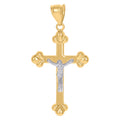 14K Two-tone Gold Mens Crucifix Cross Religious Charm Pendant