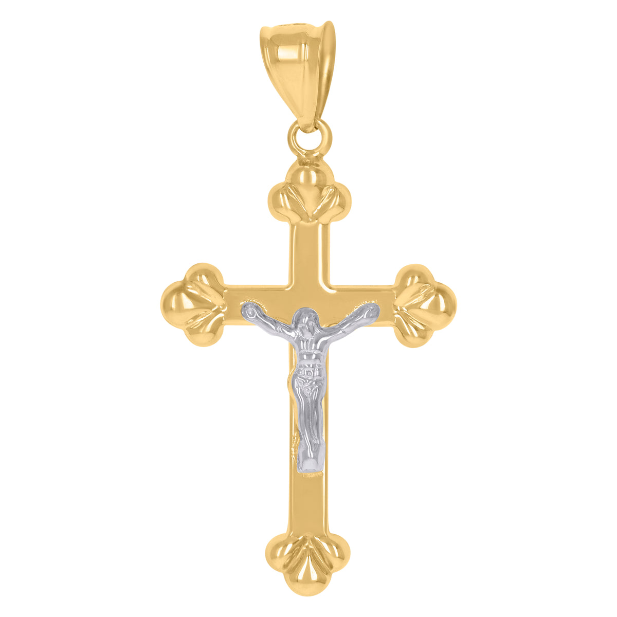 14K Two-tone Gold Mens Crucifix Cross Religious Charm Pendant