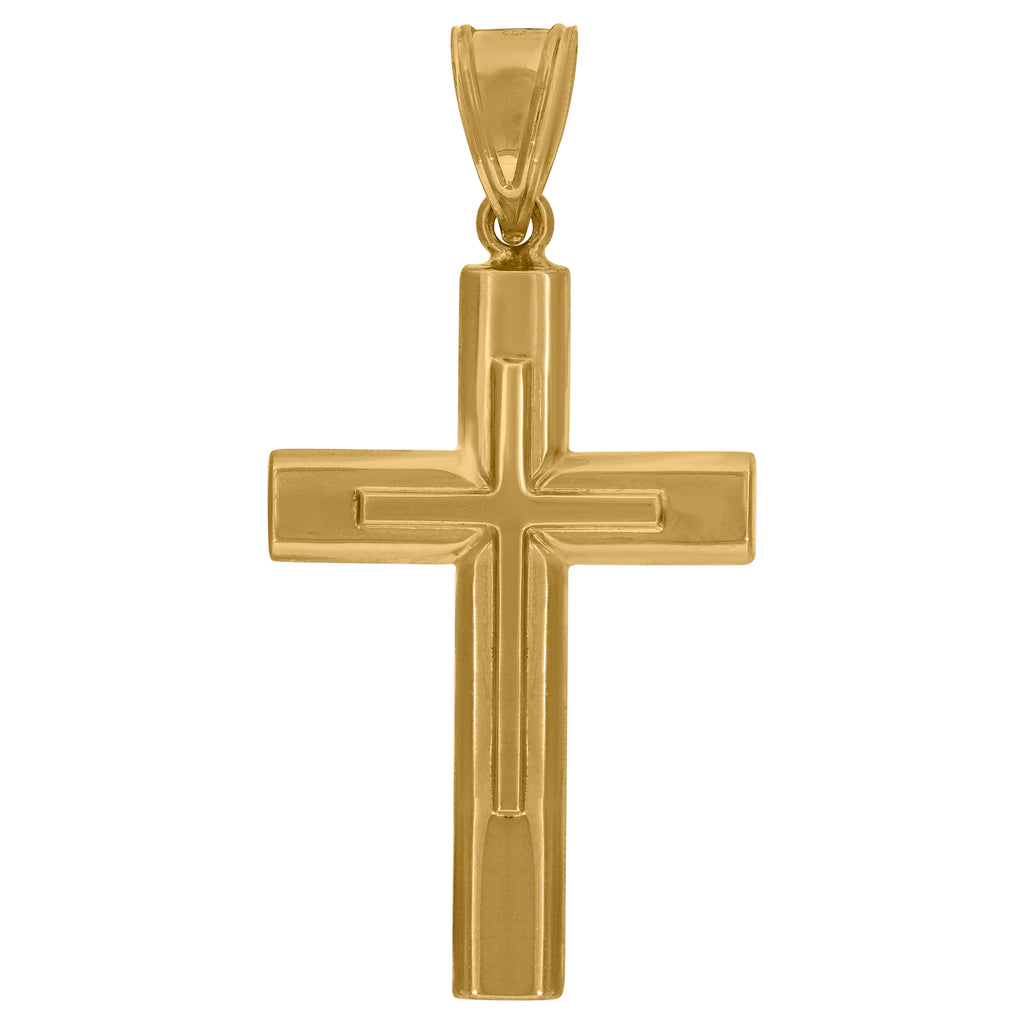 14K Two-tone Gold Mens Cross Religious Charm Pendant