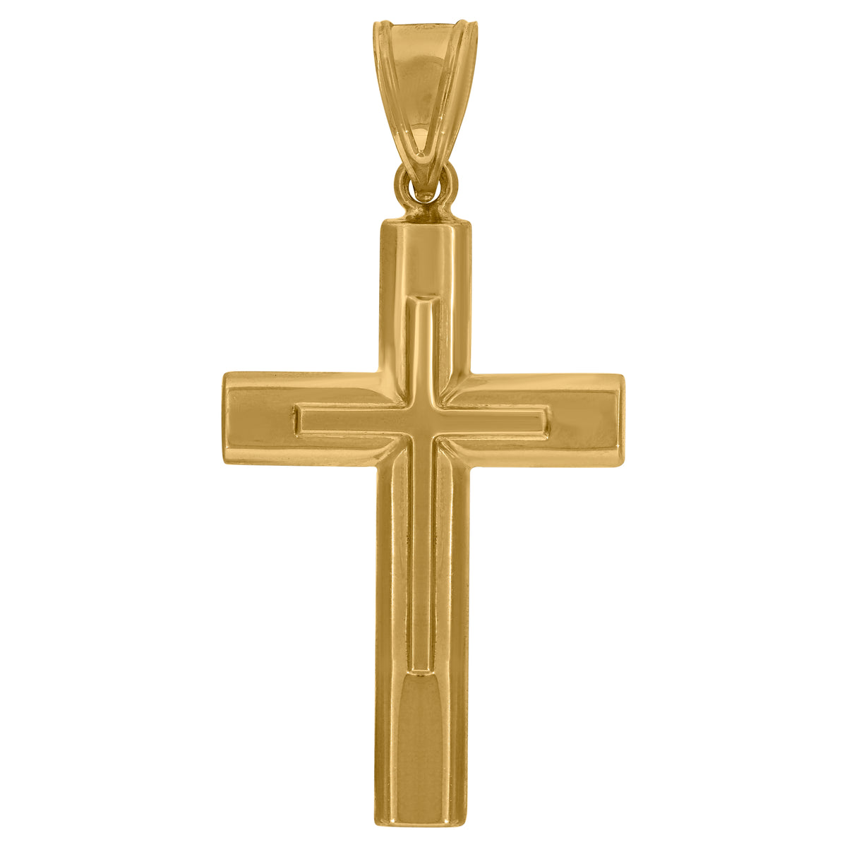 14K Two-tone Gold Mens Cross Religious Charm Pendant