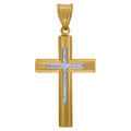 14K Two-tone Gold Mens Cross Religious Charm Pendant