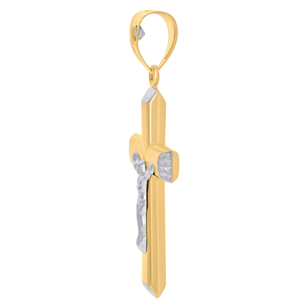14K Two-tone Gold Unisex Crucifix Cross Religious Charm Pendant