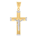 14K Two-tone Gold Unisex Crucifix Cross Religious Charm Pendant