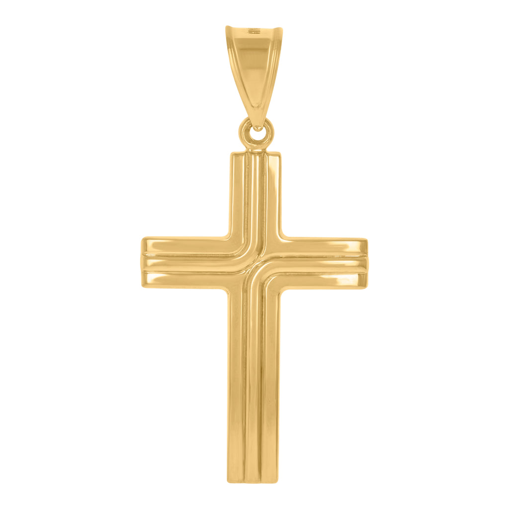14K Two-tone Gold Unisex Cross Religious Charm Pendant