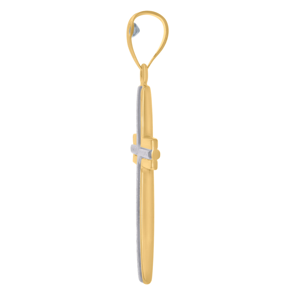 14K Two-tone Gold Unisex Cross Religious Charm Pendant