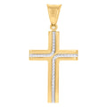14K Two-tone Gold Unisex Cross Religious Charm Pendant