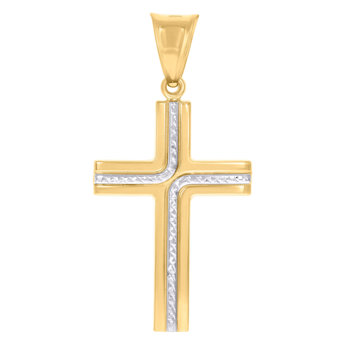 14K Two-tone Gold Unisex Cross Religious Charm Pendant