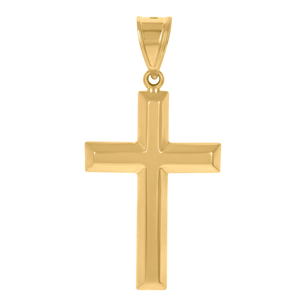 14K Two-Tone Gold Mens Cross Religious Charm Pendant