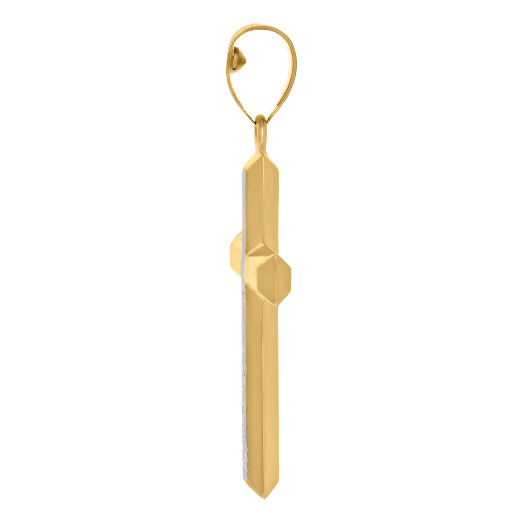 14K Two-Tone Gold Mens Cross Religious Charm Pendant