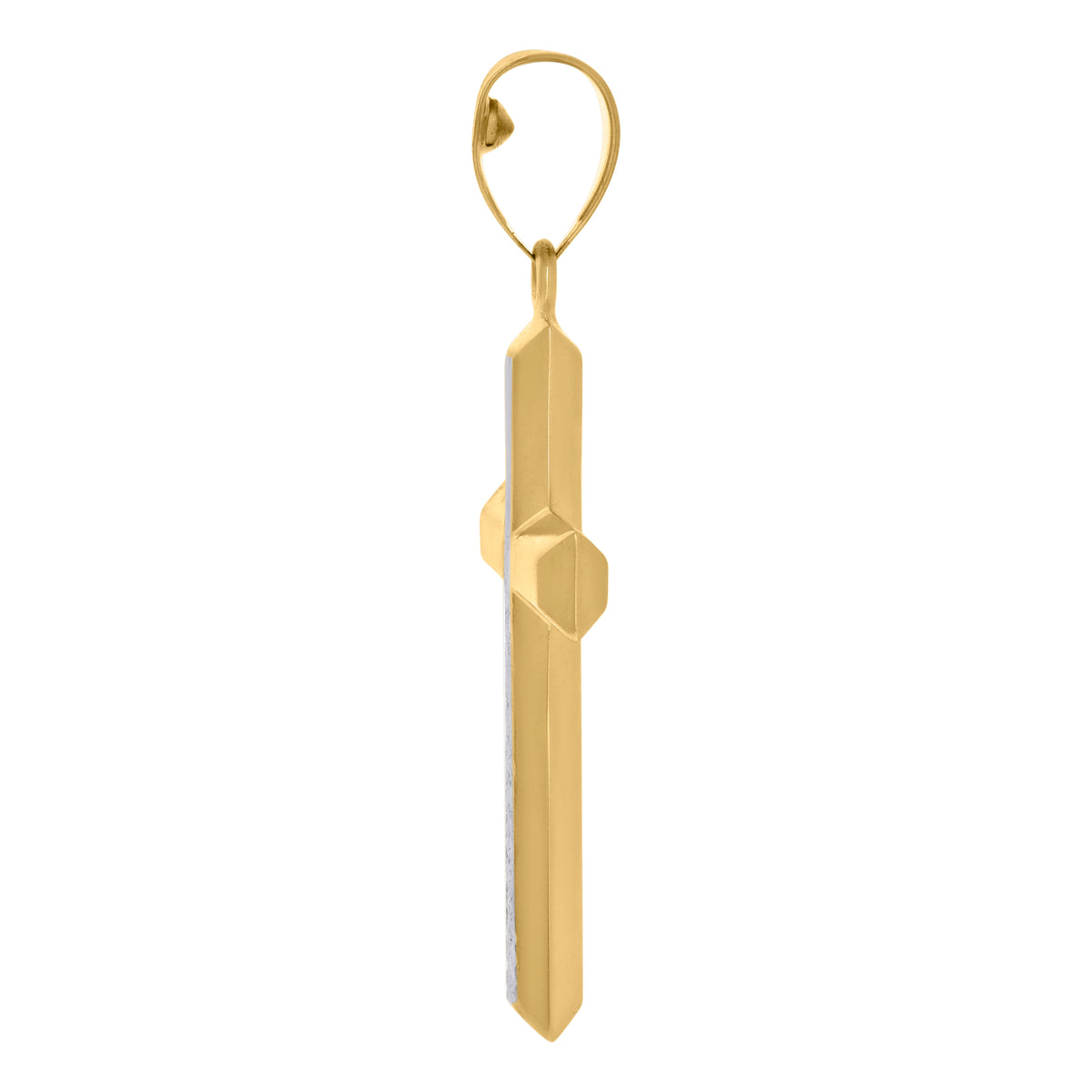 14K Two-Tone Gold Mens Cross Religious Charm Pendant