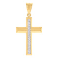 14K Two-Tone Gold Mens Cross Religious Charm Pendant