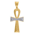 14K Two-tone Gold Mens Egyptian Ankh Cross Religious Charm Pendant