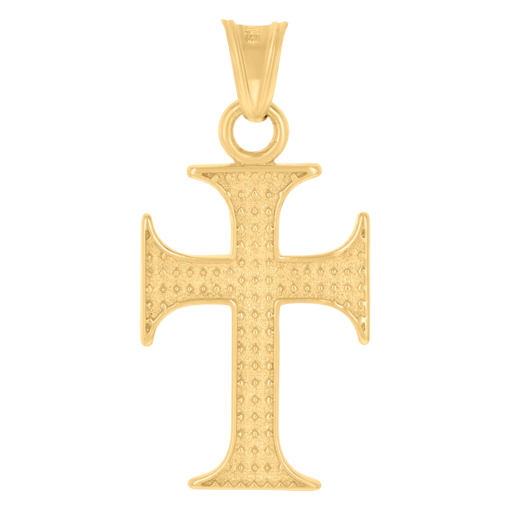 10K Yellow Gold Mens Cross Religious Charm Pendant