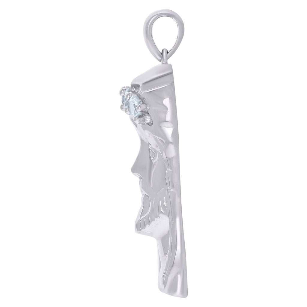 925 Sterling Silver Mens Cubic-Zirconia Jesus Religious Charm Pendant