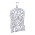 925 Sterling Silver Mens Cubic-Zirconia Jesus Religious Charm Pendant