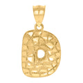 10K Yellow Gold Unisex Initial Alphabet D Nugget Charm Pendant