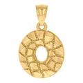 10K Yellow Gold Unisex Initial Alphabet O Nugget Charm Pendant