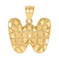 10K Yellow Gold Unisex Initial Alphabet W Nugget Charm Pendant