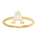 10K Yellow Gold Womens Cubic Zirconia Initial Alphabet A Ring