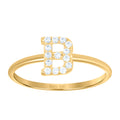 10K Yellow Gold Womens Cubic Zirconia Initial Alphabet B Ring