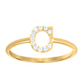 10K Yellow Gold Womens Cubic Zirconia Initial Alphabet C Ring