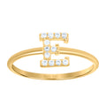 10K Yellow Gold Womens Cubic Zirconia Initial Alphabet E Ring