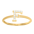 10K Yellow Gold Womens Cubic Zirconia Initial Alphabet F Ring