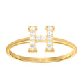 10K Yellow Gold Womens Cubic Zirconia Initial Alphabet H Ring