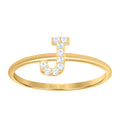 10K Yellow Gold Womens Cubic Zirconia Initial Alphabet J Ring