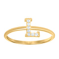 10K Yellow Gold Womens Cubic Zirconia Initial Alphabet L Ring