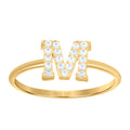 10K Yellow Gold Womens Cubic Zirconia Initial Alphabet M Ring